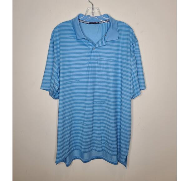 Southern Tide tide to trail blue striped short sleeve polo shirt - XL - Picture 1 of 5